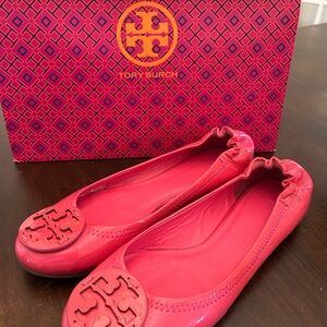 Tory Burch Pink Logo Flats